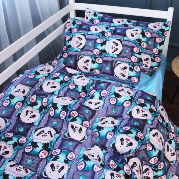 Фото - Комплект постільної білизни MirSon 200х220 см 17-0722 Tiny Panda Бязь (2200010687194)